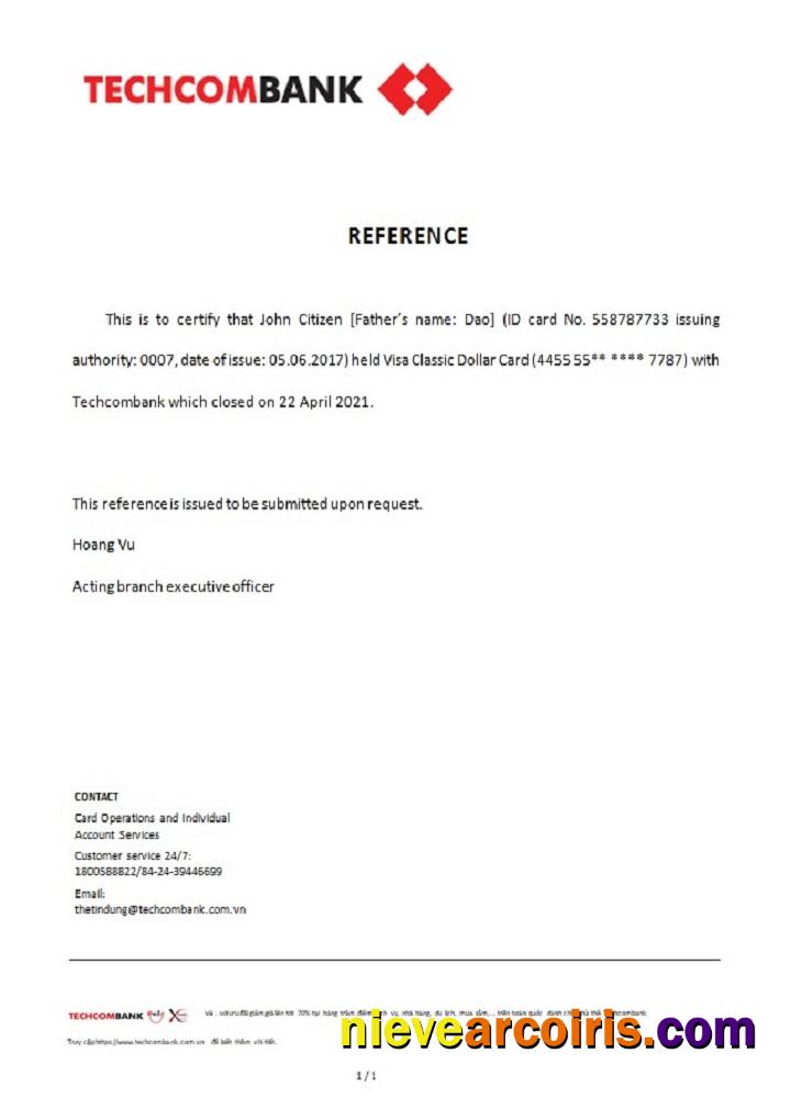 Vietnam Techcombank closure reference